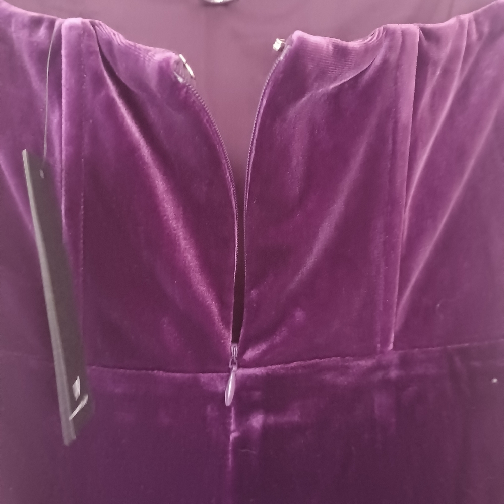 LuLu's Glamorous Celebrations Dark Purple Velvet Strapless Tulip Dress XS NWT - Picture 11 of 12